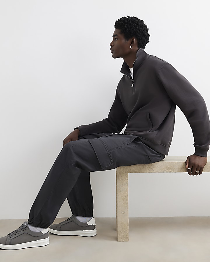 Grey Regular Fit Cargo Trousers