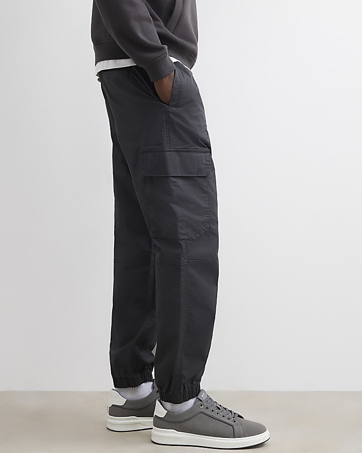 Grey Regular Fit Cargo Trousers