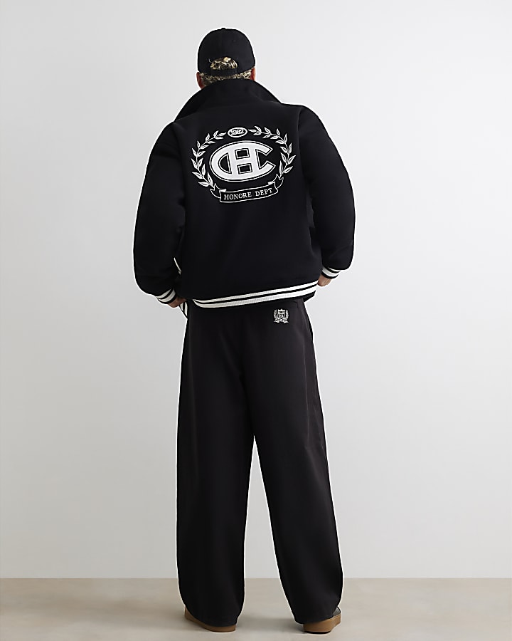 Black Cotton Balloon Leg Trousers