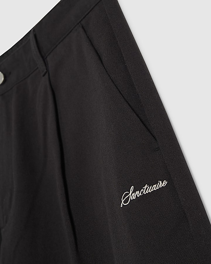 Black Cotton Balloon Leg Trousers