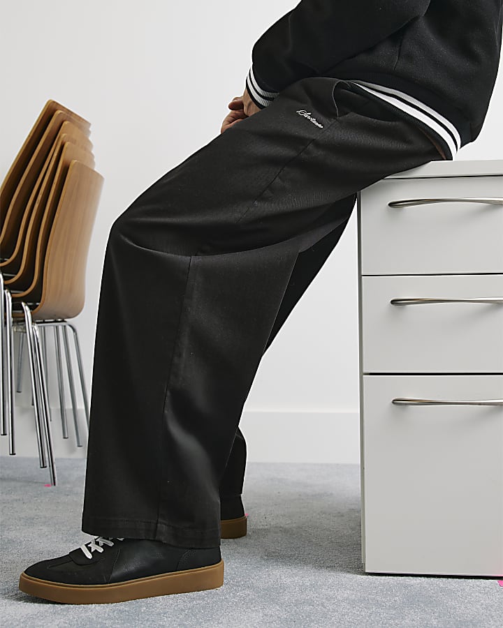 Black Cotton Balloon Leg Trousers