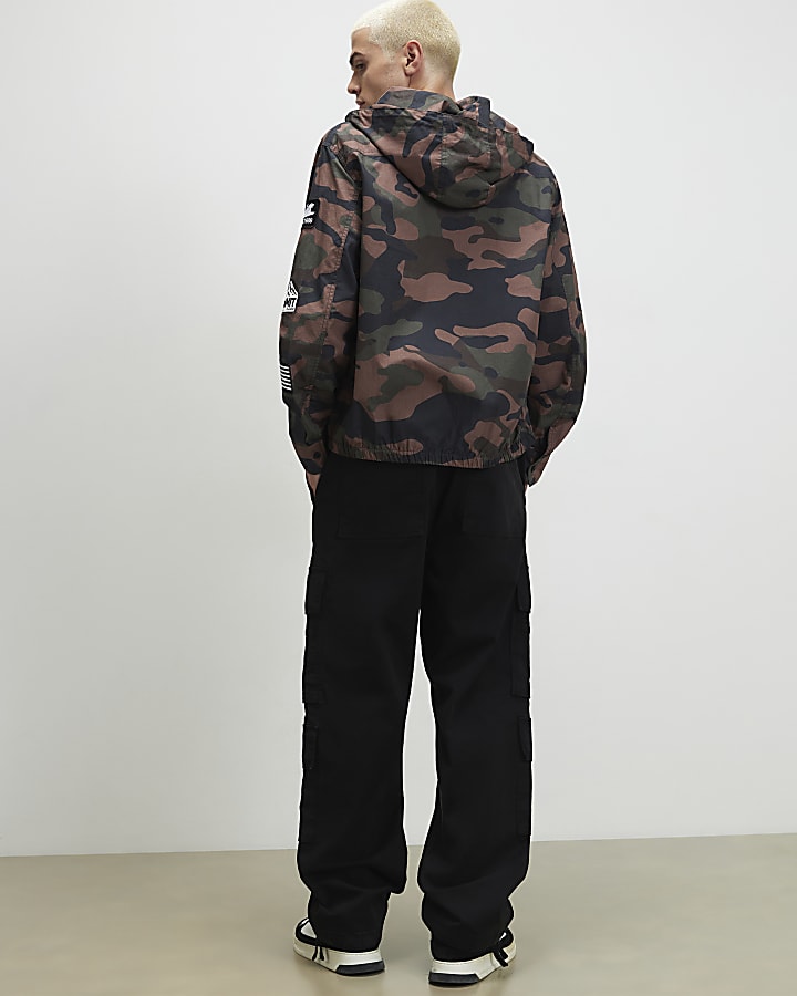 Black Baggy Fit Cargo Trousers