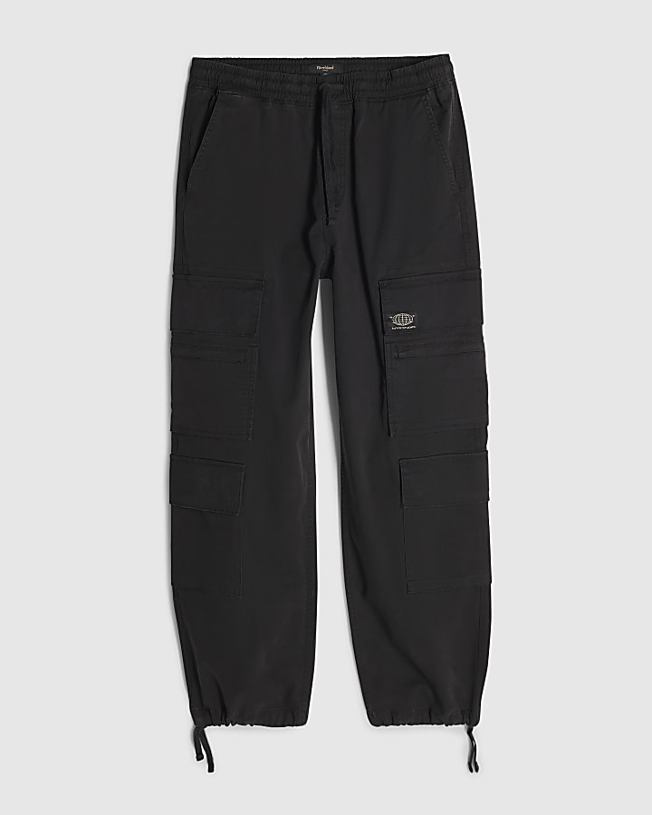 Black Baggy Fit Cargo Trousers