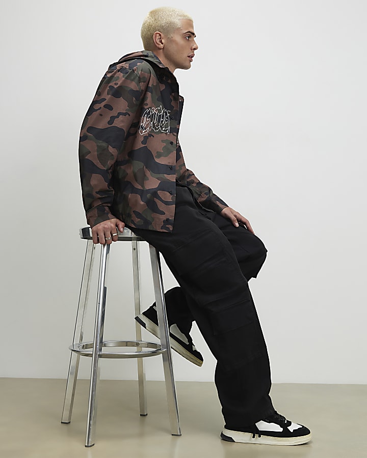 Black Baggy Fit Cargo Trousers