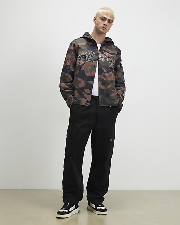 Black Baggy Fit Cargo Trousers