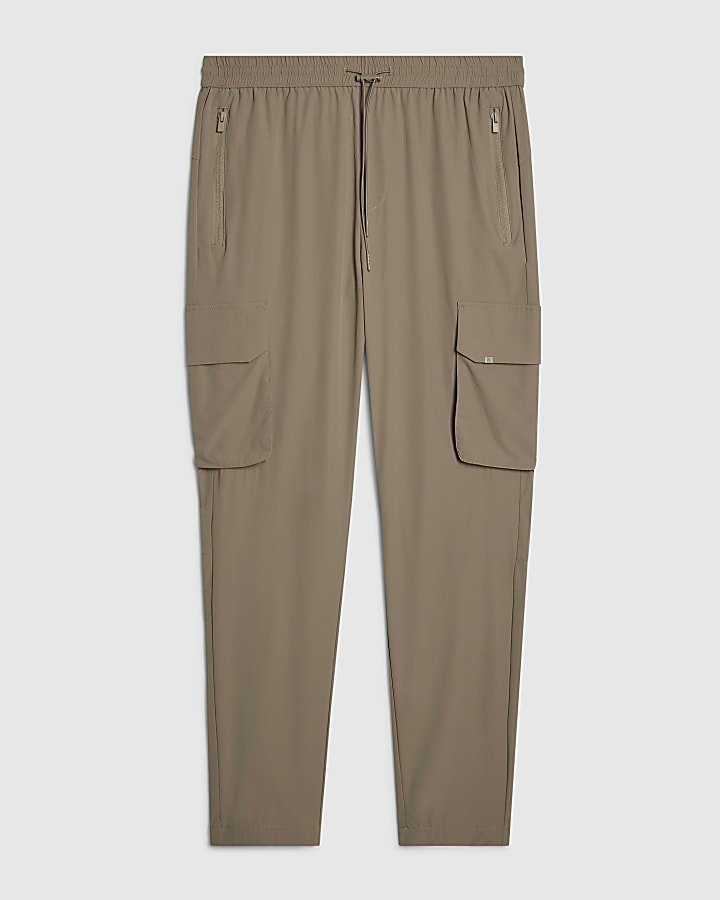 Beige Skinny Fit Cargo Trousers