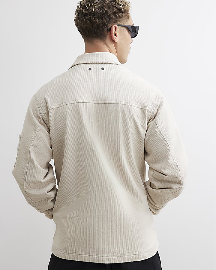Cream Washed Corduroy Overshirt