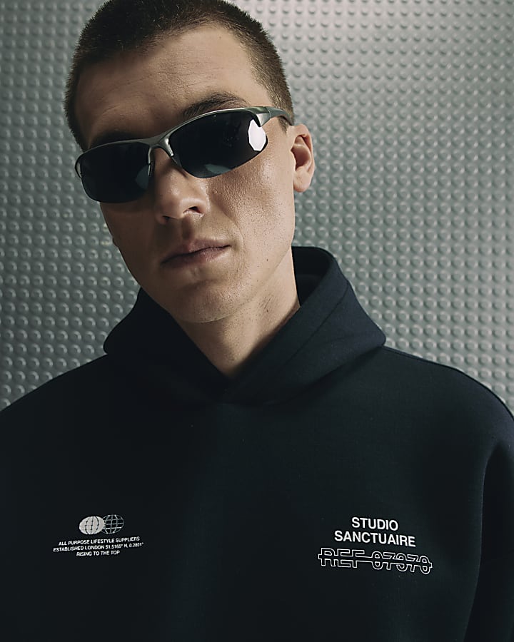 Navy Oversized Fit Sanctuaire Hoodie