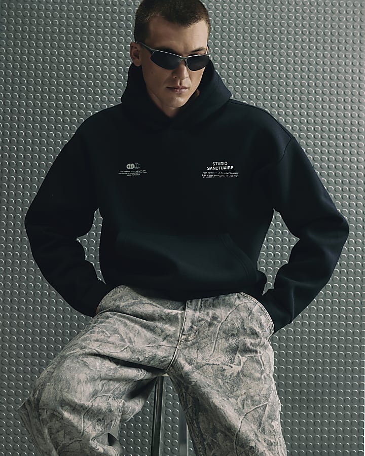 Navy Oversized Fit Sanctuaire Hoodie
