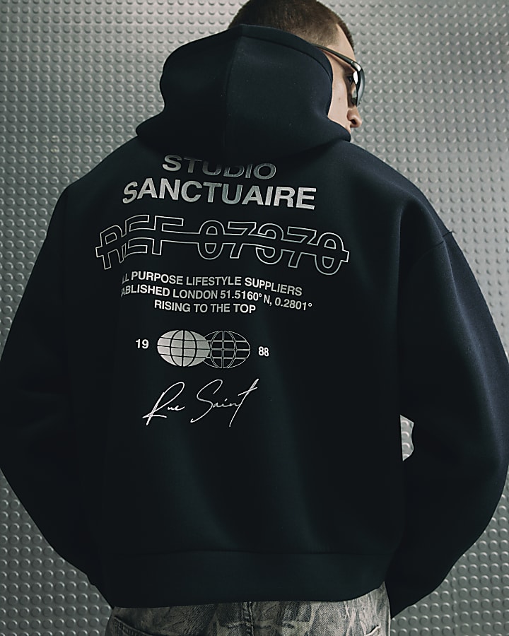 Navy Oversized Fit Sanctuaire Hoodie