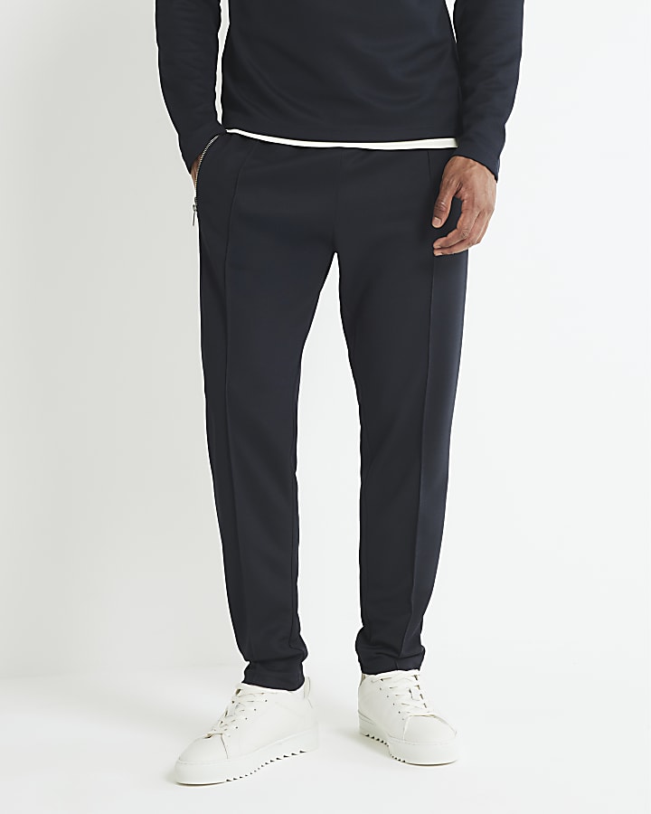 Navy Slim Fit Pique Overshirt And Joggers Set
