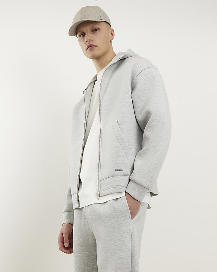 Grey Oversized Fit Hoodie And Joggers Set