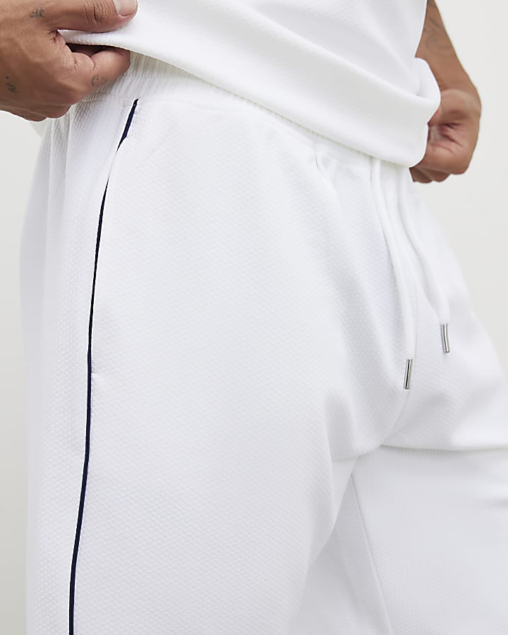 White Slim Fit Tipped Polo Shirt Set