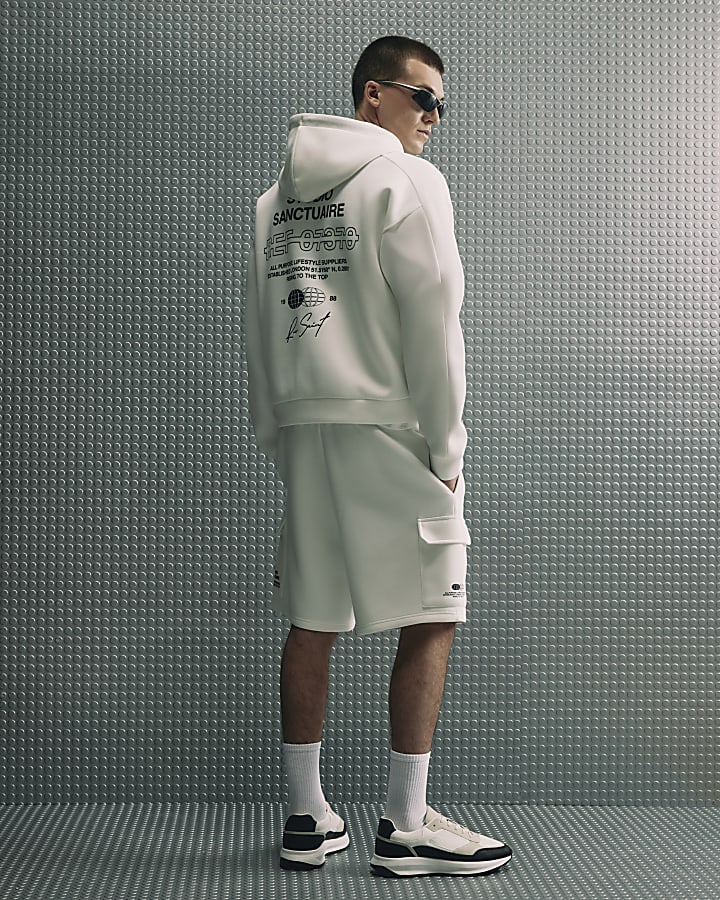 White Regular Fit Sanctuaire Cargo Shorts