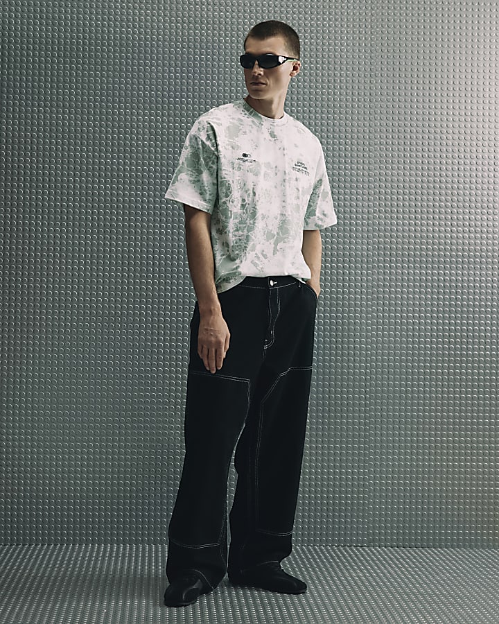 Green Oversized Sanctuaire Camo Print T-Shirt