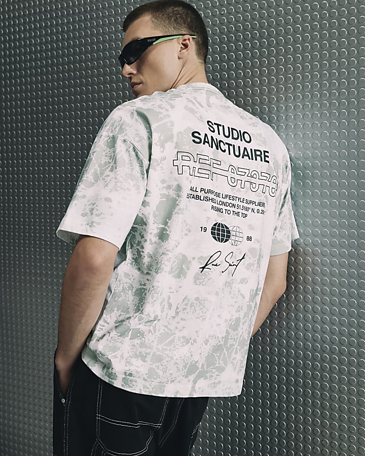 Green Oversized Sanctuaire Camo Print T-Shirt