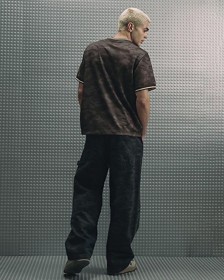 Grey Camo Baggy Fit Jeans