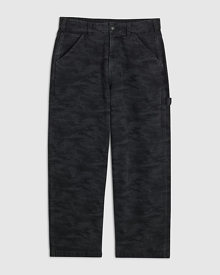 Grey Camo Baggy Fit Jeans