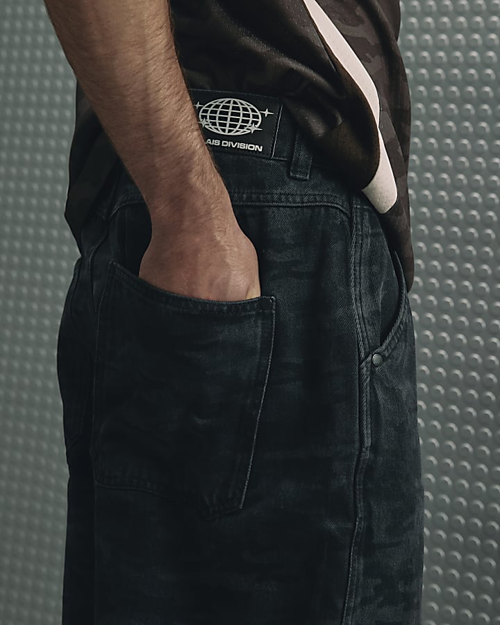 Grey Camo Baggy Fit Jeans