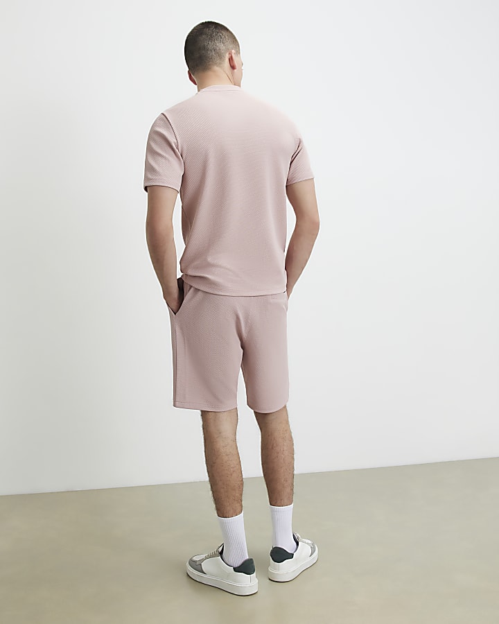 Pink Slim Fit Ame Saint Textured Shorts