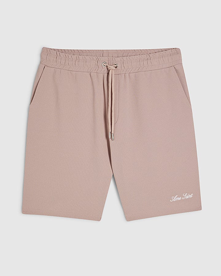Pink Slim Fit Ame Saint Textured Shorts