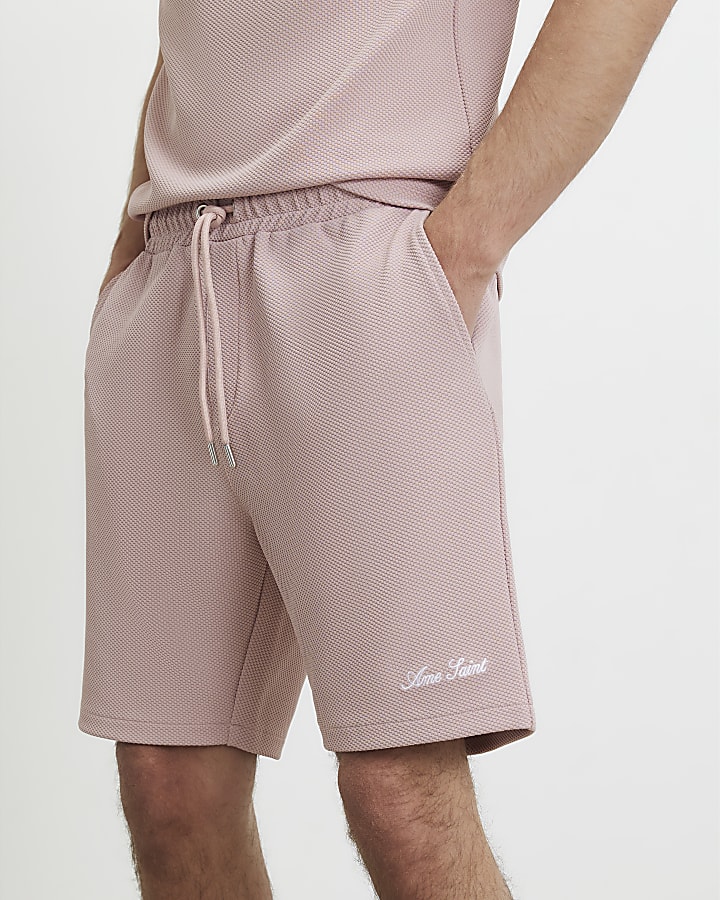 Pink Slim Fit Ame Saint Textured Shorts