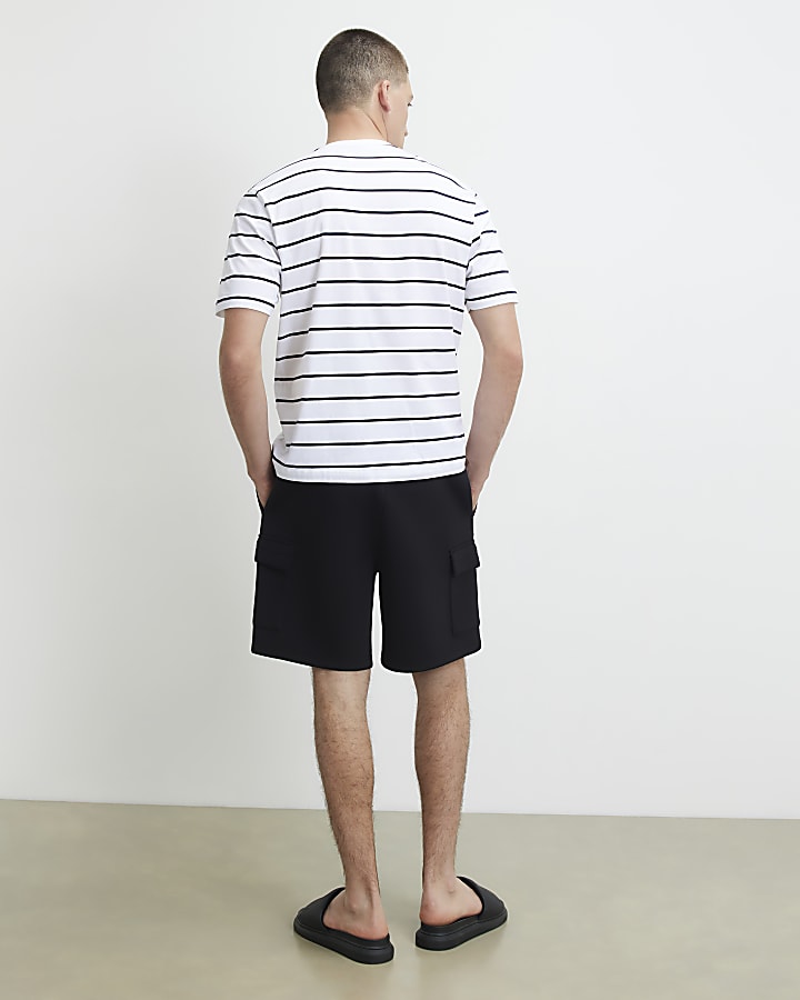 Black Premium Regular Fit Cargo Shorts