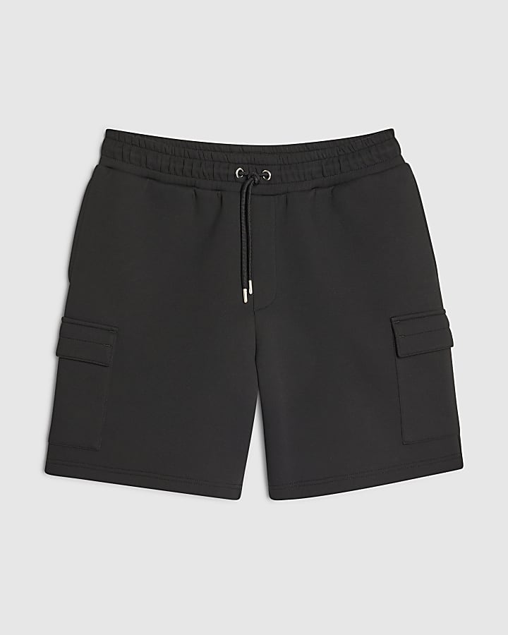Black Premium Regular Fit Cargo Shorts