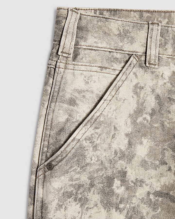 Cream Camo Baggy Fit Jeans