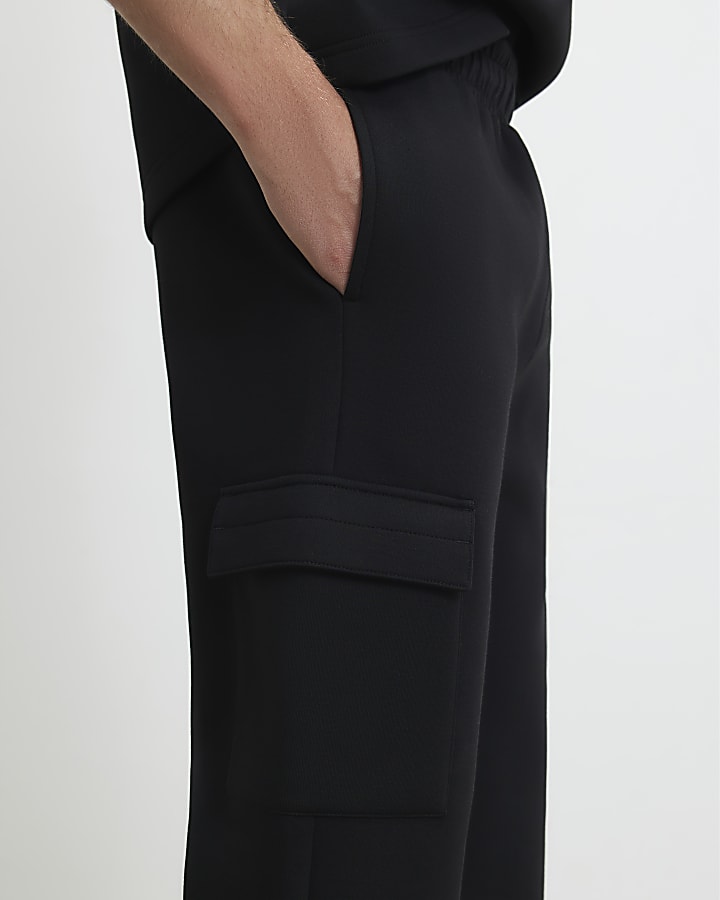 Black Premium Regular Fit Cargo Joggers