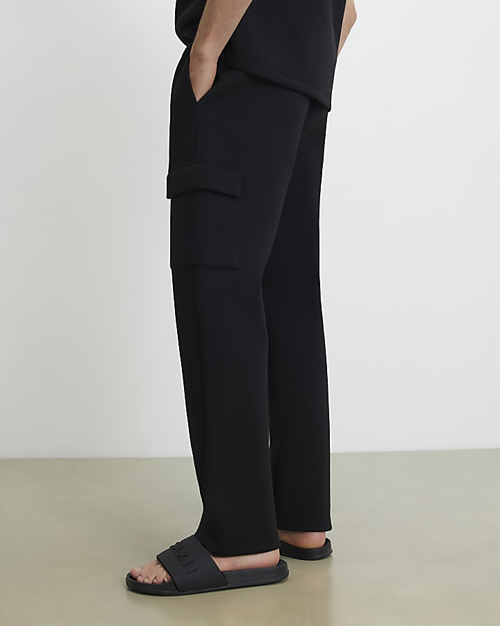 Black Premium Regular Fit Cargo Joggers
