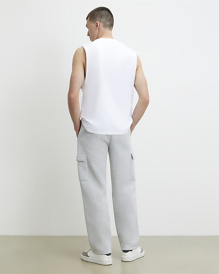 Grey Premium Regular Fit Cargo Joggers