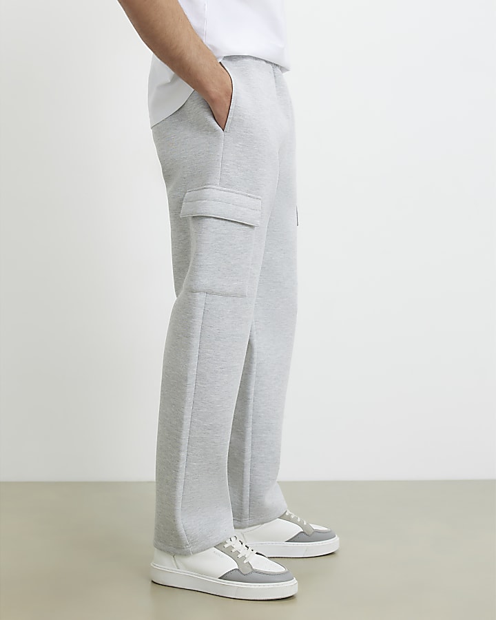 Grey Premium Regular Fit Cargo Joggers