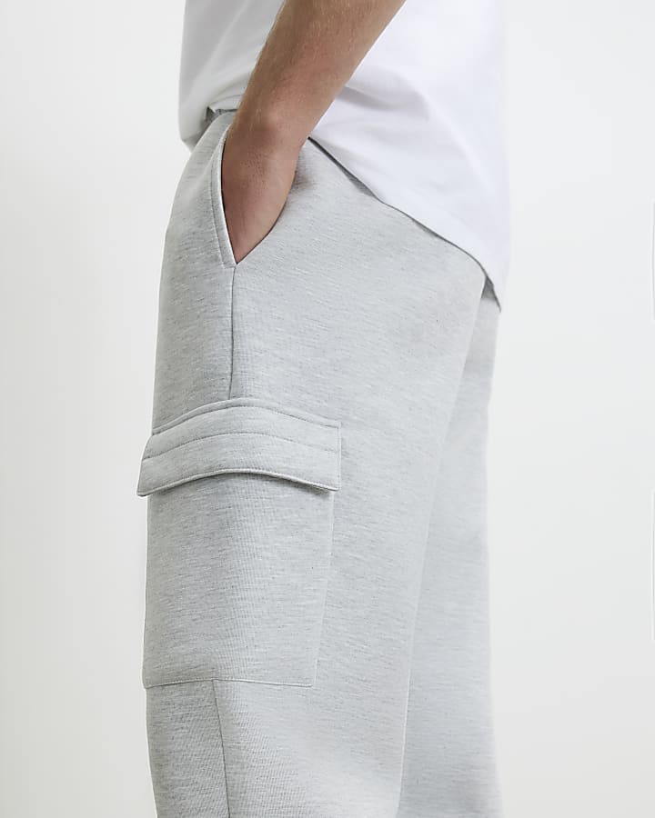 Grey Premium Regular Fit Cargo Joggers