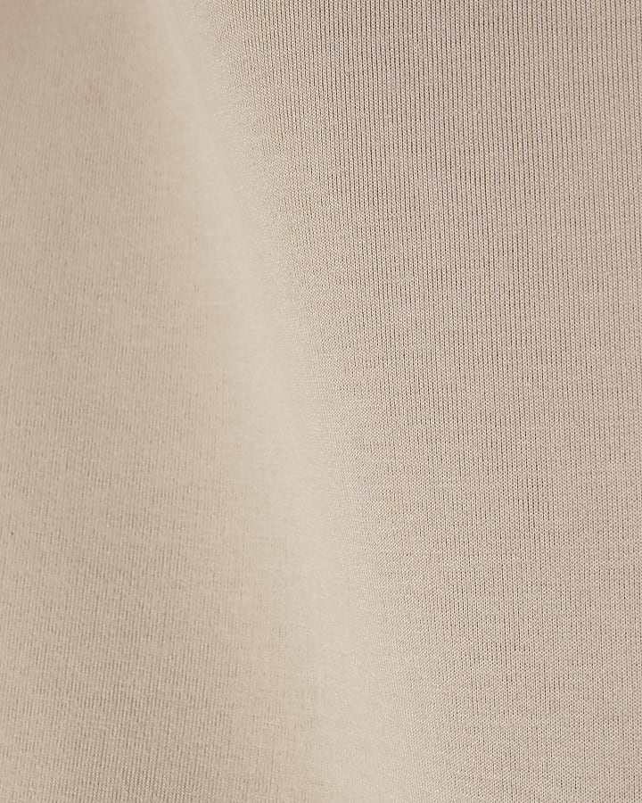 Beige Oversized Fit Crew Neck T-Shirt