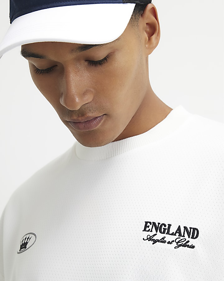White Oversized Fit England Gothic T-Shirt