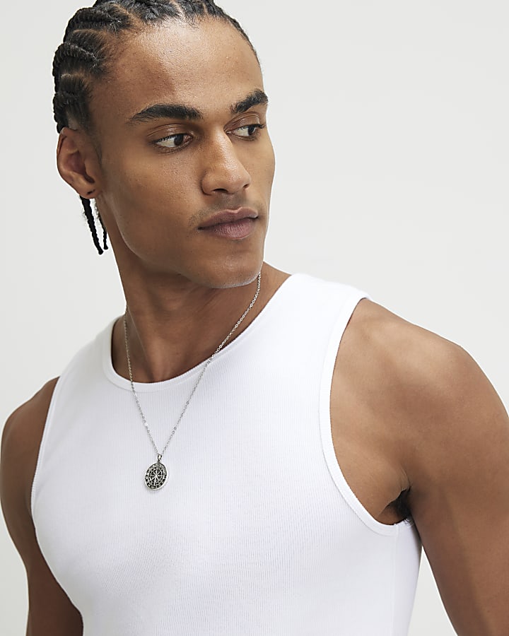 White Muscle Fit Ribbed Pack Of 3 Vests
