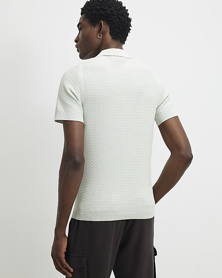 Green Muscle Fit Hexogen Textured Polo Shirt