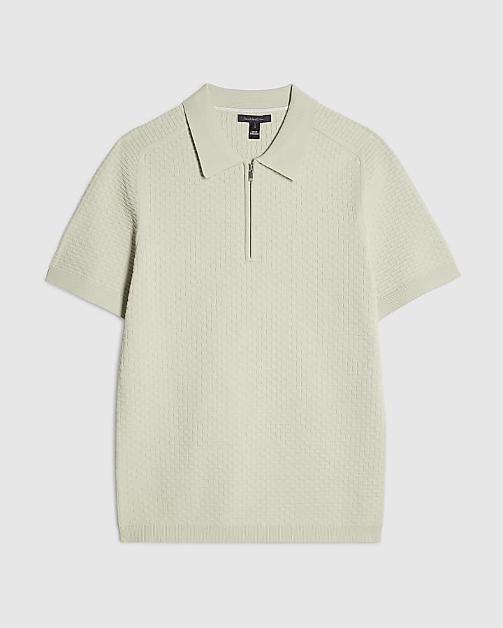 Green Muscle Fit Hexogen Textured Polo Shirt