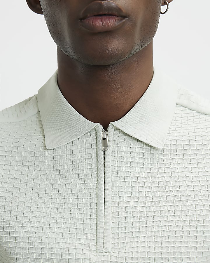 Green Muscle Fit Hexogen Textured Polo Shirt
