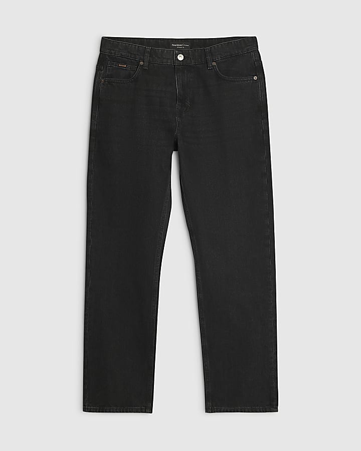 Black Washed Straight Leg Jeans