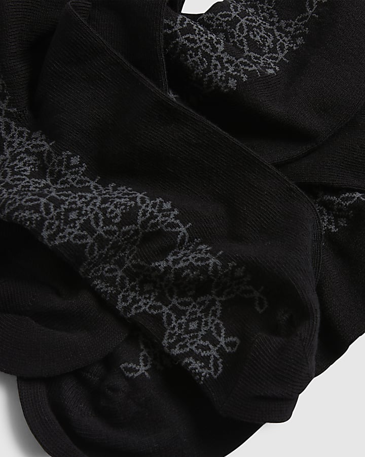 Black Monogram Pack Of 5 Socks