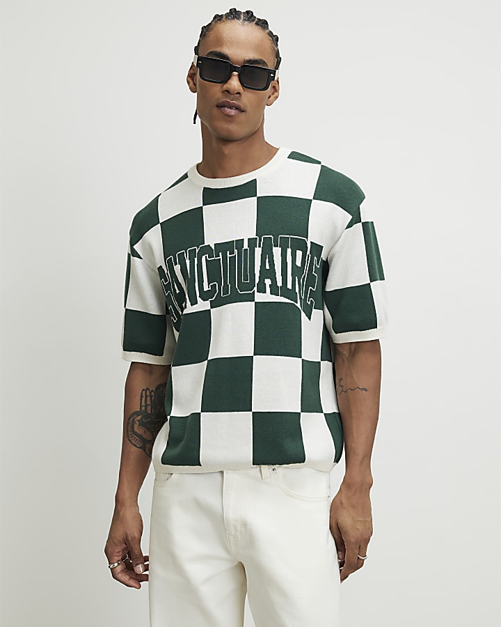 Green Checkerboard Sanctuaire T-Shirt