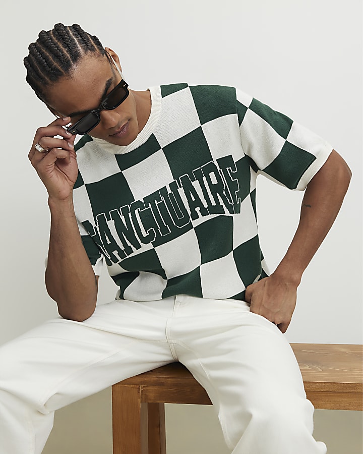 Green Checkerboard Sanctuaire T-Shirt