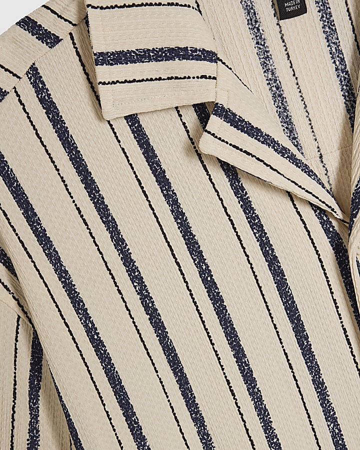 Navy Regular Fit Cotton Double Stripe Shirt