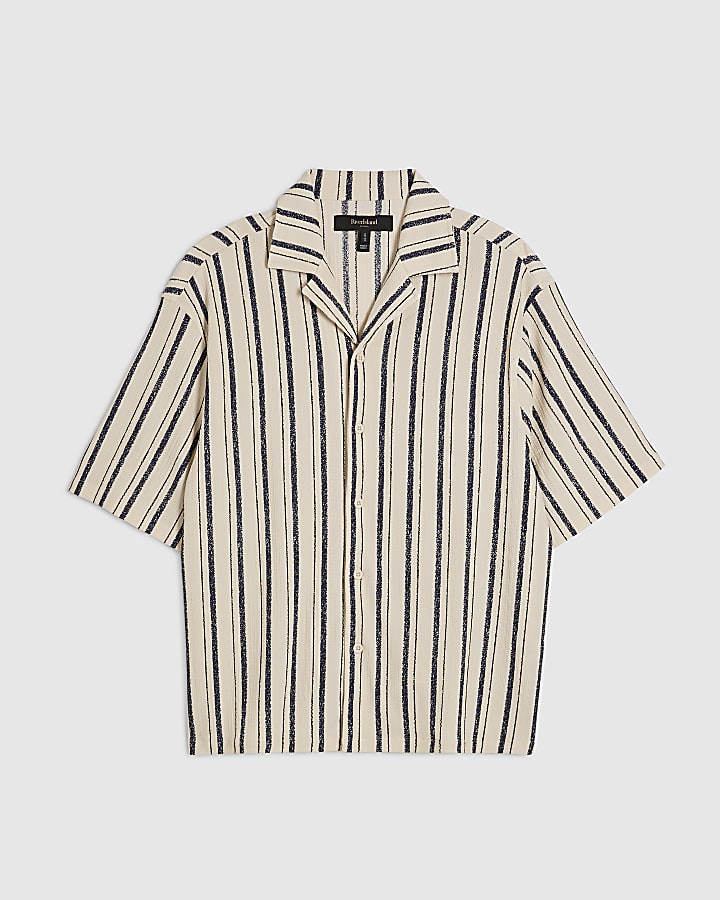 Navy Regular Fit Cotton Double Stripe Shirt