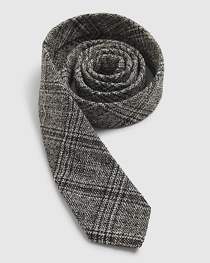 Black Monochrome Check Tie