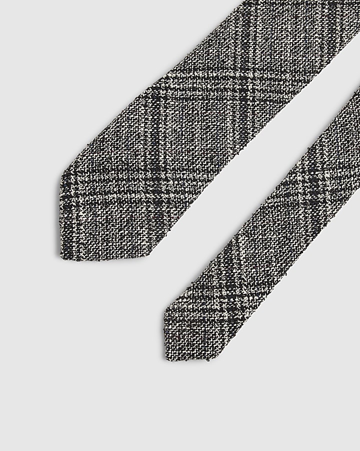 Black Monochrome Check Tie