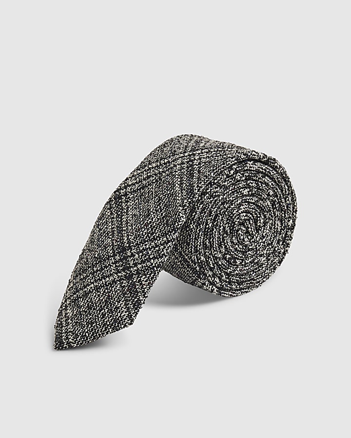Black Monochrome Check Tie