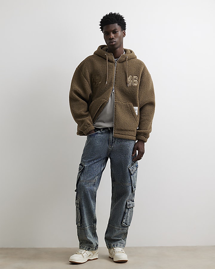 Blue Loose Fit Cargo Leg Jeans